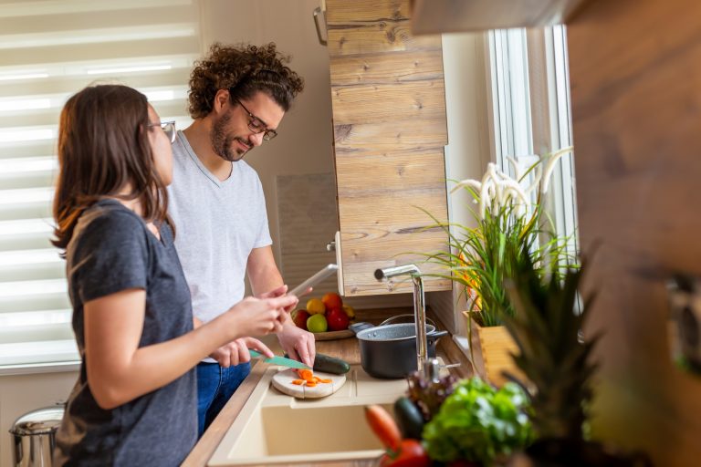 Couple cooking in the kitchen