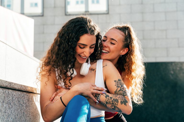 Lgbt couple training together outdoor