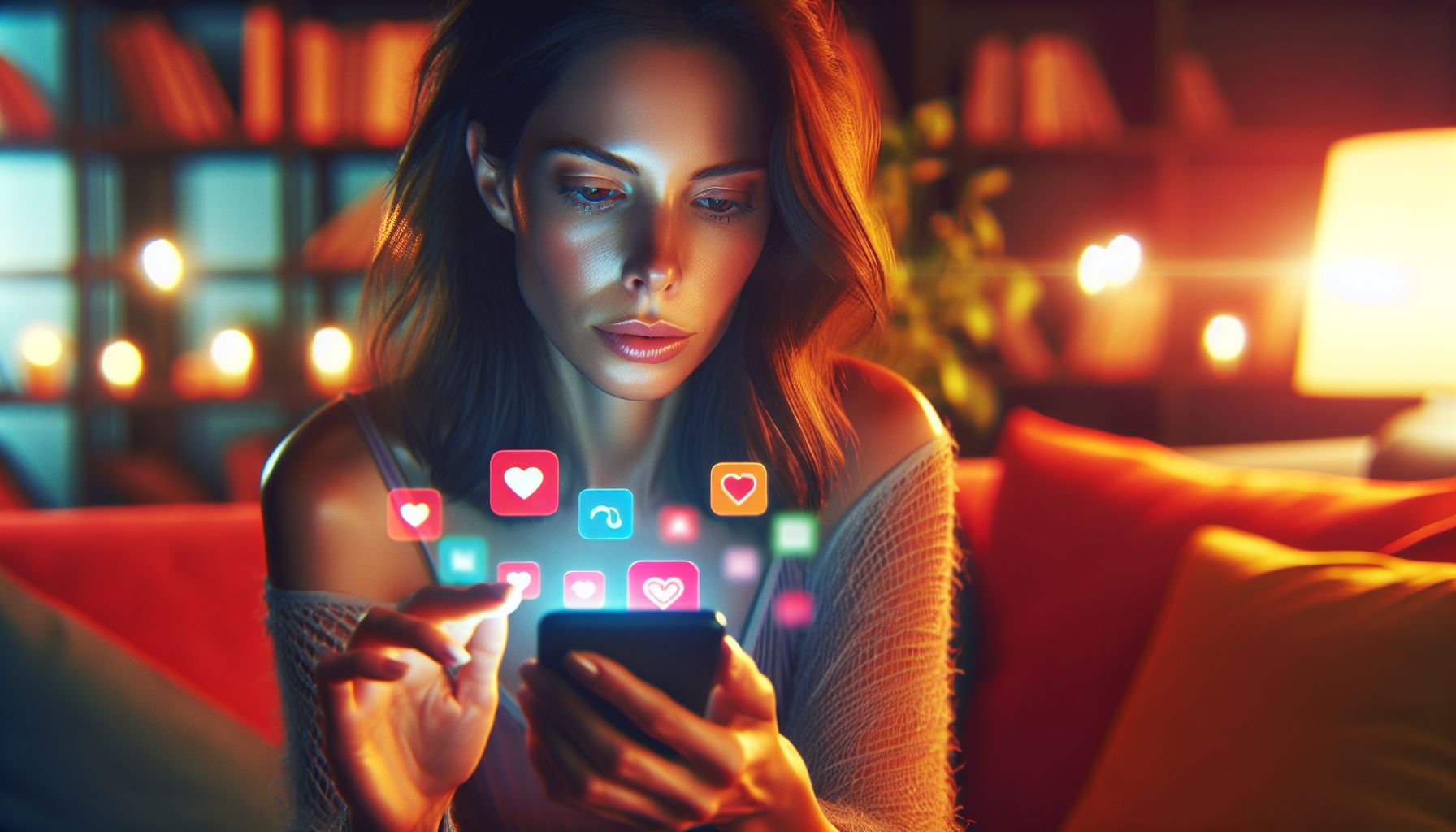 eine Frau die auf ihrem Handy zwischen verschiedenen Dating-Apps wechselt