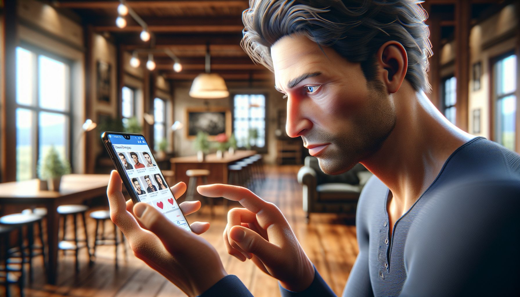 Eine Person die auf einer Dating-App surft